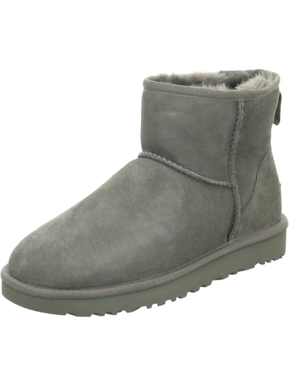 Ugg Women's Grey Round Toe Imported Leather Classic Mini Ii Ankle Boots
